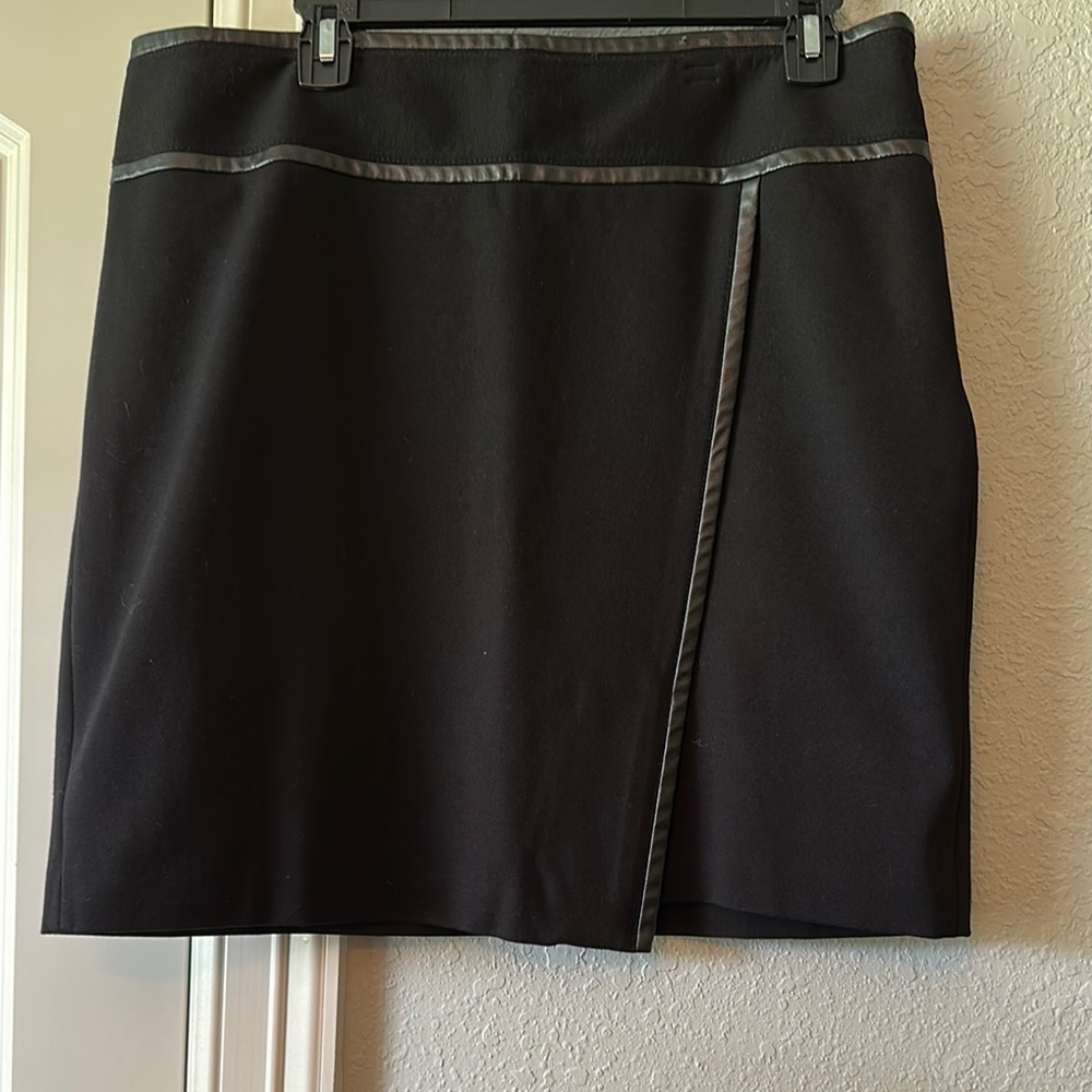 White House Black Market Black Asymmetrical Wrap Pencil Skirt